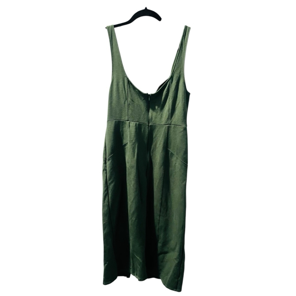 Maeve Anthropologie Size 10 Moss Green Sleeveless Midi Dress Button Front $160 - Picture 5 of 6
